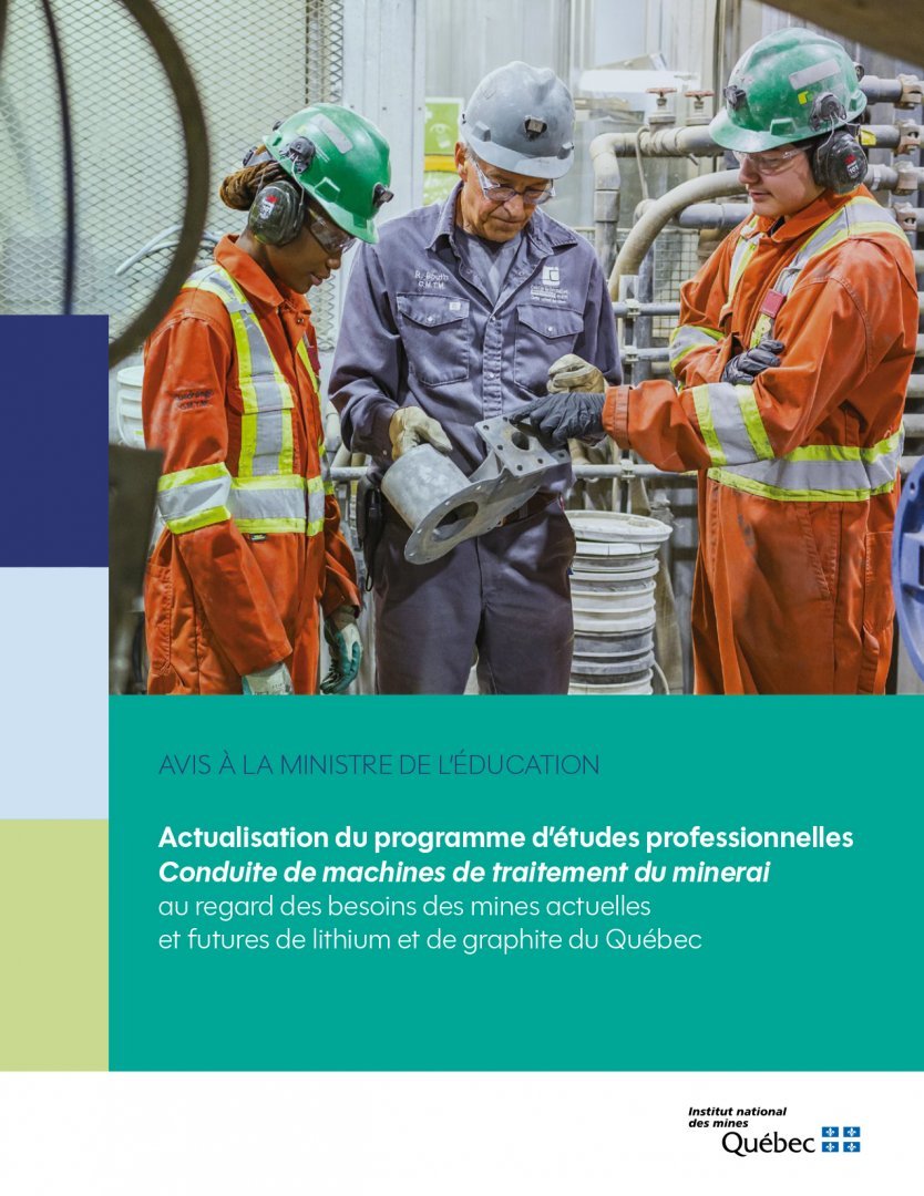 Nouvel avis à la ministre - Actualisation du programme d’études professionnelles Conduite de machines de traitement du minerai au regard des besoins des mines actuelles et futures de lithium et de graphite du Québec